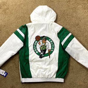 Celtics Jacket Boston STARTER Hooded Half Zip Jacket WHITE S M L XL 2X